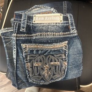Rock Revival Dark Blue Embroidered Jeans